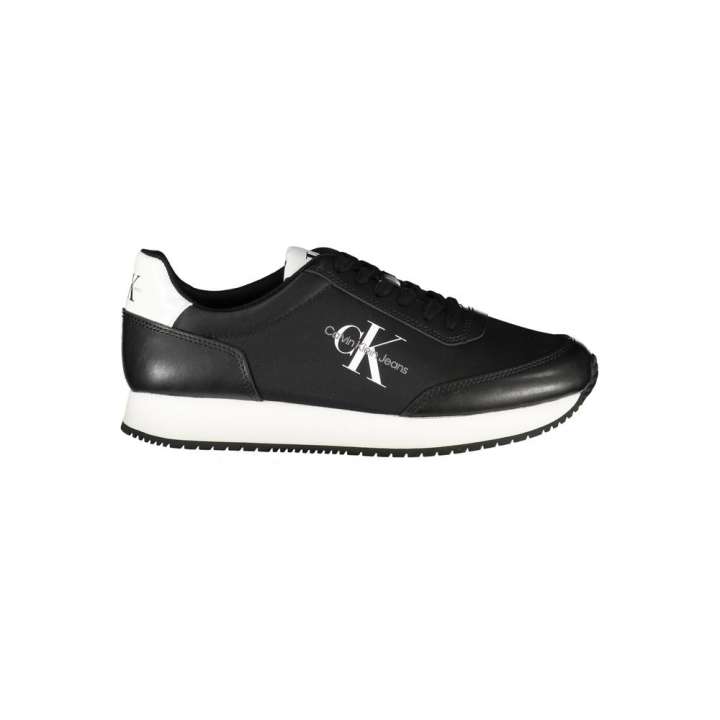 Priser på Calvin Klein Sleek Black Lace-Up Sneakers with Contrast Details