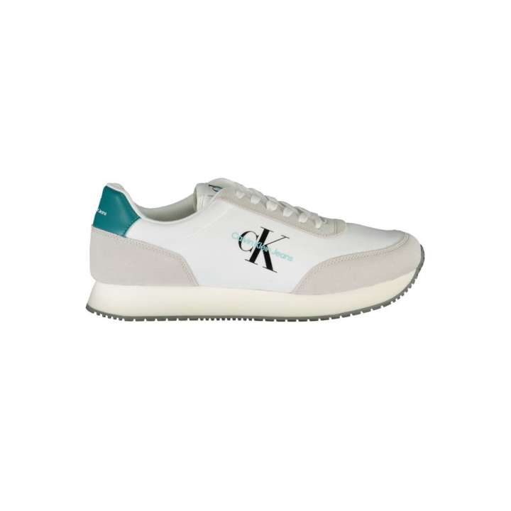 Priser på Calvin Klein Elegant White Lace-Up Sneakers with Contrasting Detail