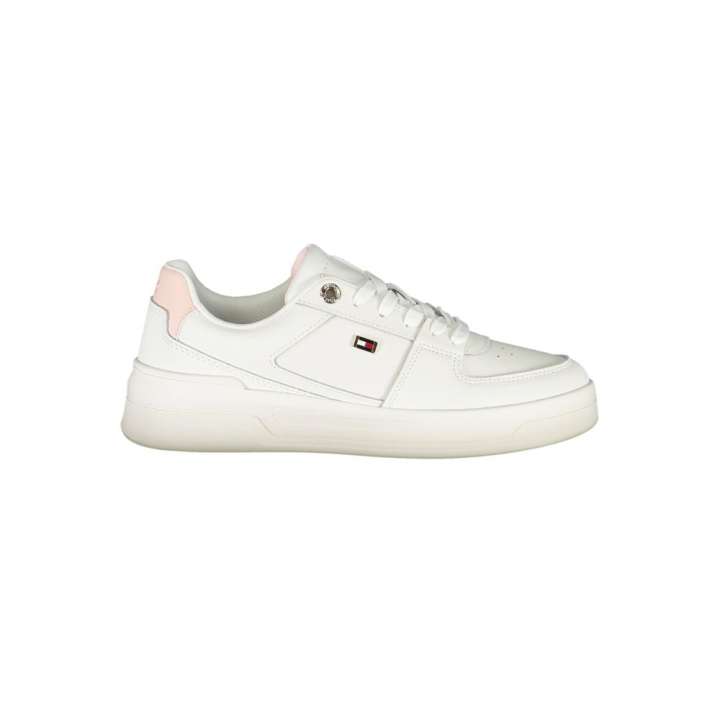 Priser på Tommy Hilfiger Elegant White Lace-Up Sneakers with Contrast Detail