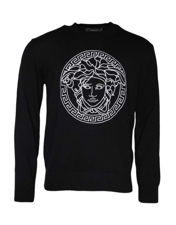 Priser på Versace Black Medusa Embroidery Crew Neck Pullover Sweater