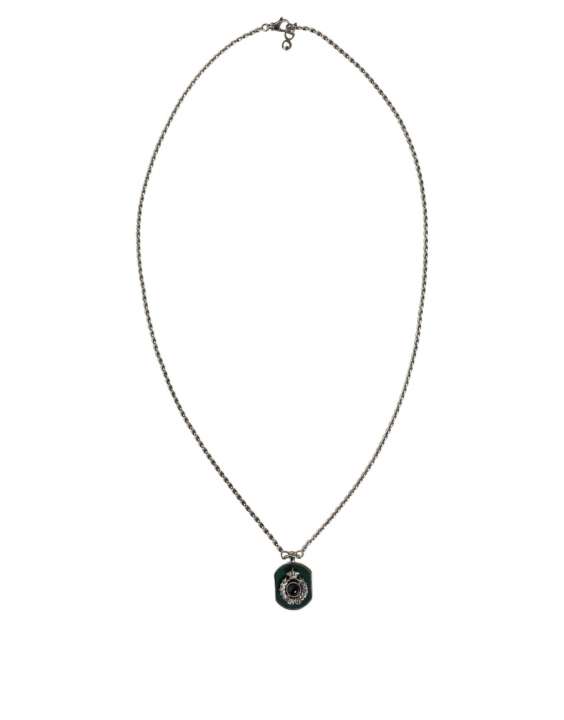 Priser på Dolce & Gabbana Sterling Silver 925 Chain Bar Gem Pendant Logo Necklace