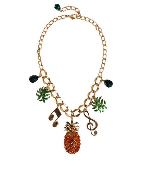 Priser på Dolce & Gabbana Gold Tone Brass Chain Pineapple Crystal Musical Necklace