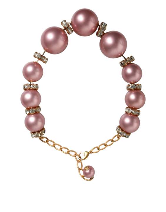 Priser på Dolce & Gabbana Pink Maxi Faux Pearl Beads Crystals Gold Chain Necklace