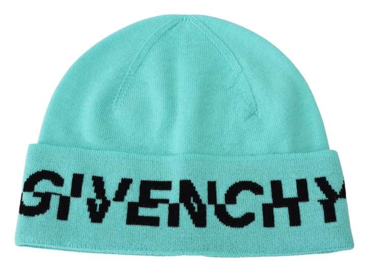 Priser på Givenchy Aquamarine Green Wool Beanie with Signature Logo