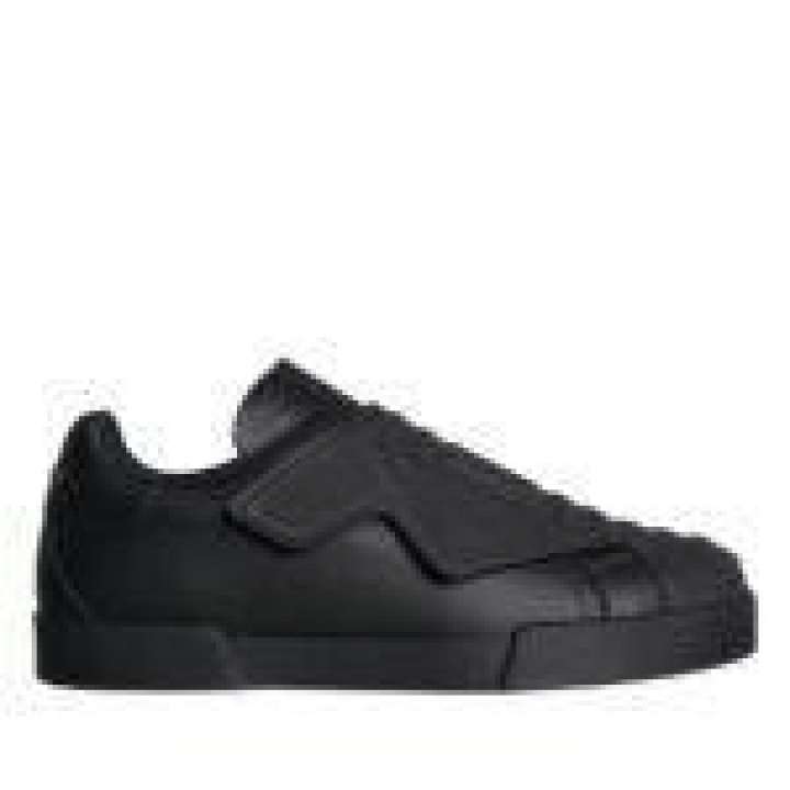 Priser på Dolce & Gabbana Black Leather Slip On Low Top Sneakers Shoes