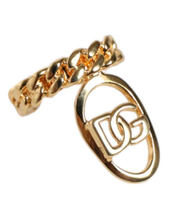 Priser på Dolce & Gabbana Gold Plated Open DG Logo Curb Chain Ring