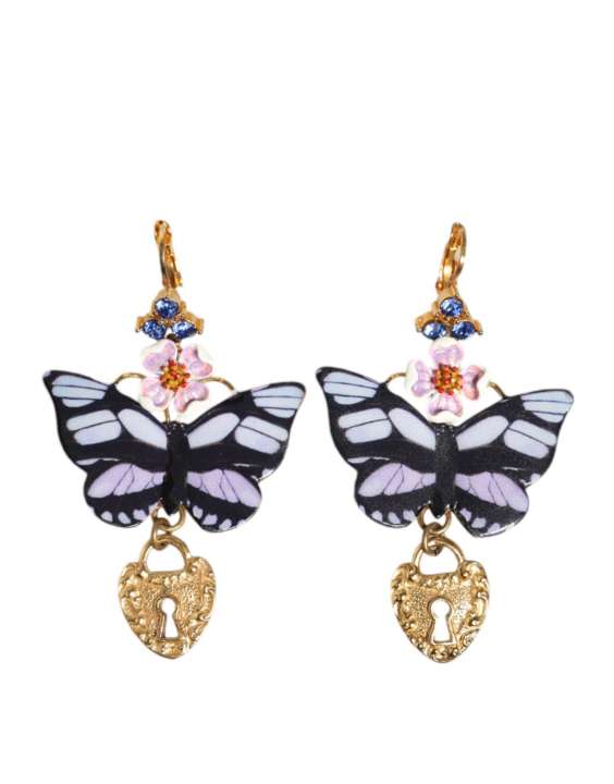 Priser på Dolce & Gabbana Gold Purple Alua Crystal Butterfly Heart Locket Earrings