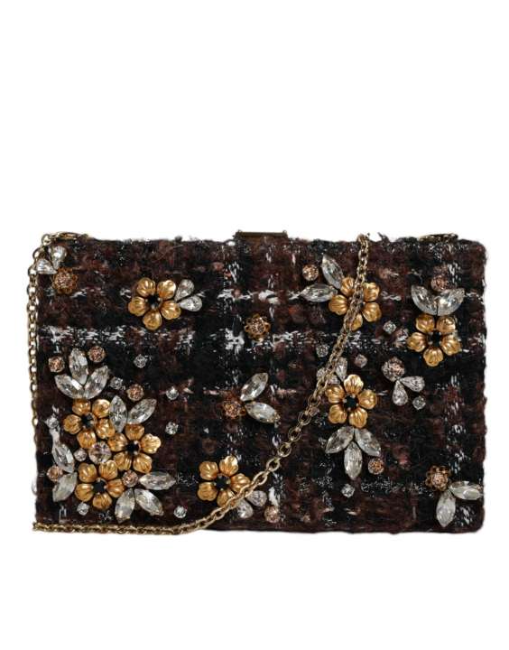 Priser på Dolce & Gabbana Multicolor Tweed Floral Clutch Evening Party Purse CrossBody Bag