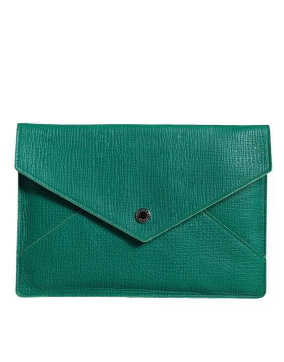 Priser på Dolce & Gabbana Green Leather Handbag Clutch Mini Purse Pouch Tablet Case