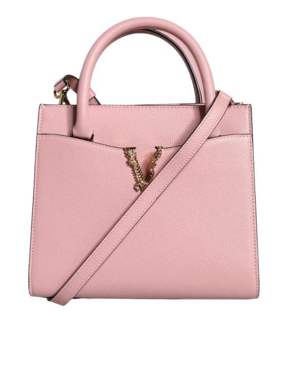 Priser på Versace Pink Small Top Handle Grainy Calf Leather Crossbody Bag