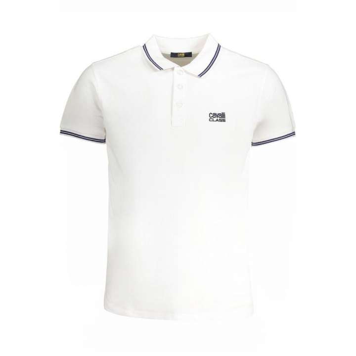 Priser på Cavalli Class White Cotton Polo Shirt