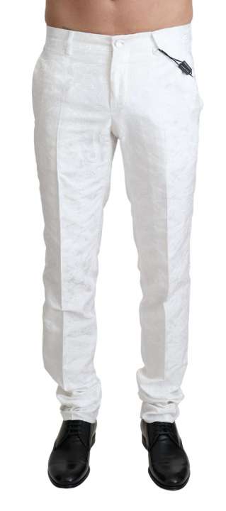 Priser på Dolce & Gabbana Elegant White Brocade Dress Pants