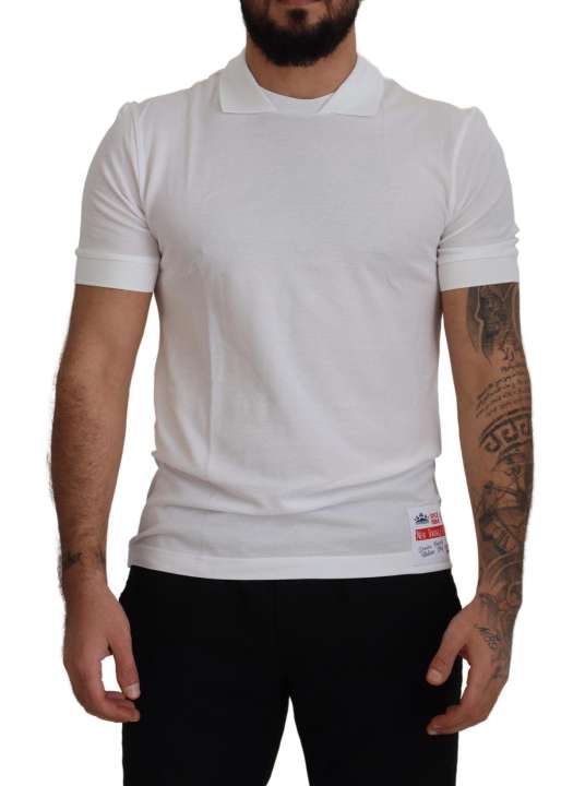 Priser på Dolce & Gabbana Elegant White Cotton Polo T-Shirt