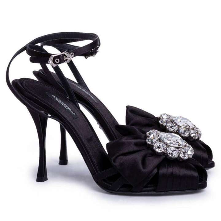 Priser på Dolce & Gabbana Black Leather Di Capra Sandal