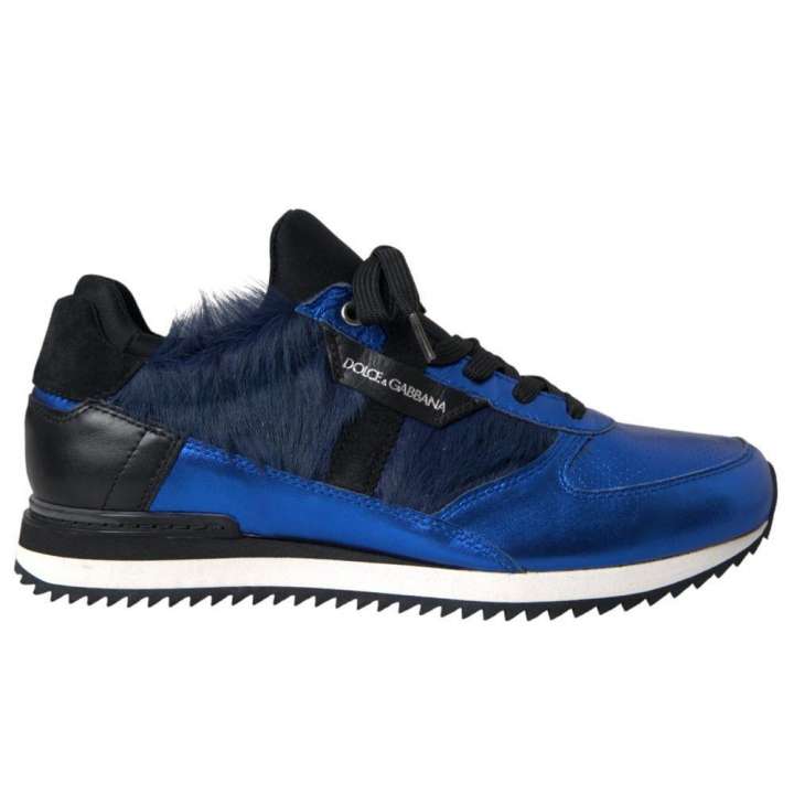 Priser på Dolce & Gabbana Blue Leather Di Lambskin Sneakers