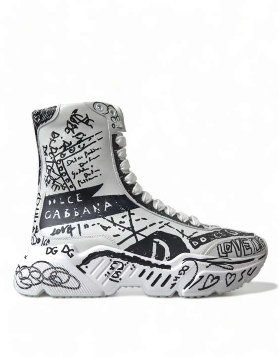 Priser på Dolce & Gabbana Daymaster Graffiti Print Mid Top Sneakers