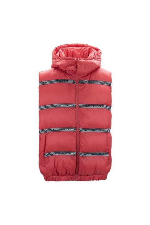 Priser på Elegant Red Versace Logo Vest with Detachable Hood