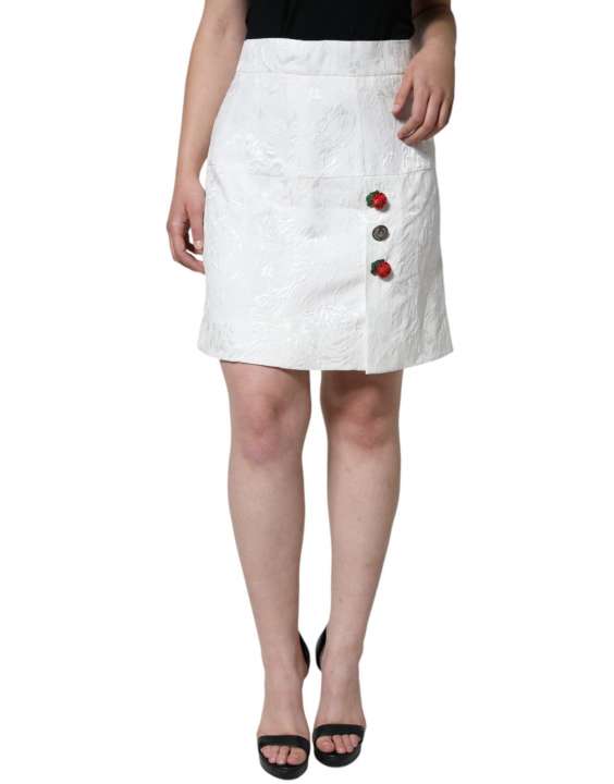 Priser på Dolce & Gabbana White Floral Brocade Embellished Mini Skirt