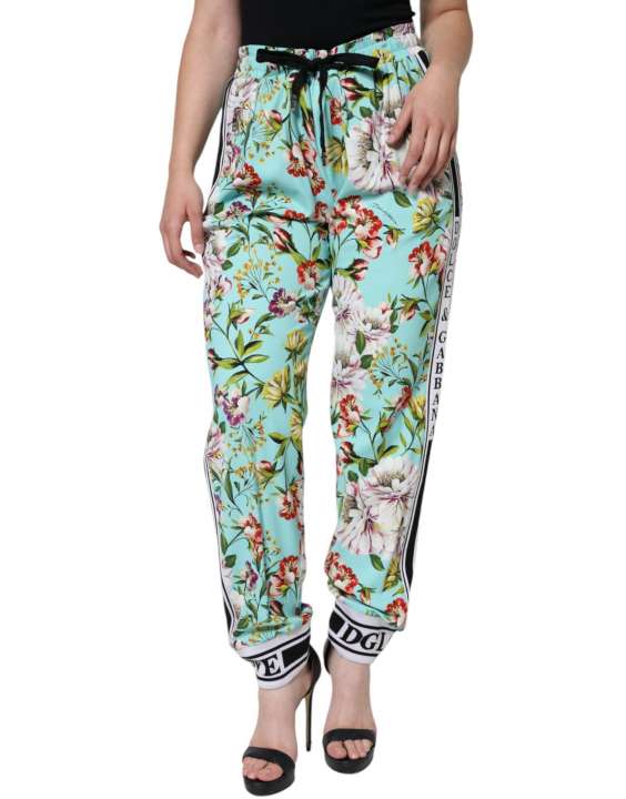 Priser på Dolce & Gabbana Green Floral Mid Waist Jogger Dame Pants