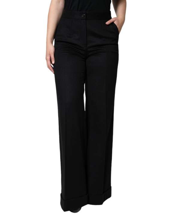 Priser på Dolce & Gabbana Black Cashmere Mid Waist Dame Boot Cut Pants