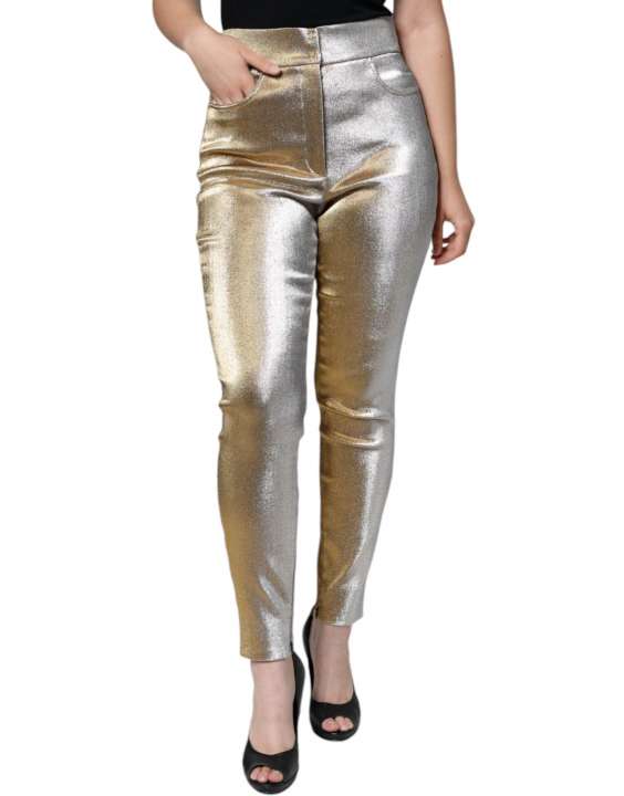 Priser på Dolce & Gabbana Metallic Gold High Waist Skinny Pants