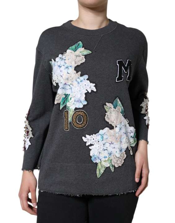 Priser på Dolce & Gabbana Gray Hydrangea CollegeStudded Floral Sweater