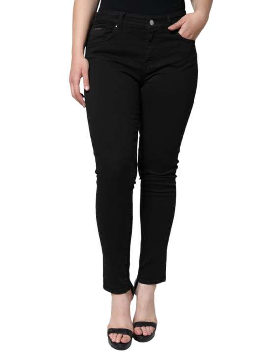 Priser på Dolce & Gabbana Black Cotton Mid Waist Skinny Denim Jeans