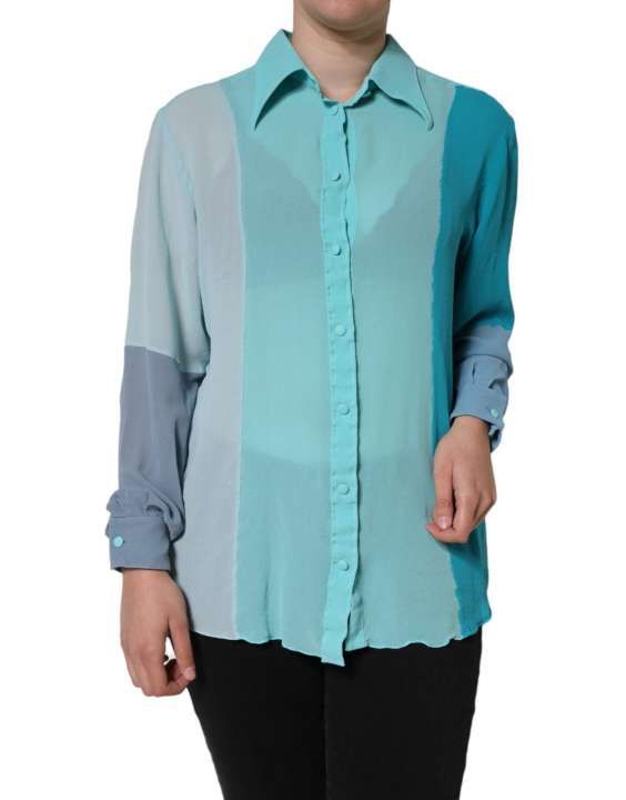 Priser på Dolce & Gabbana Multicolor Long Sleeve Button Blouse Top