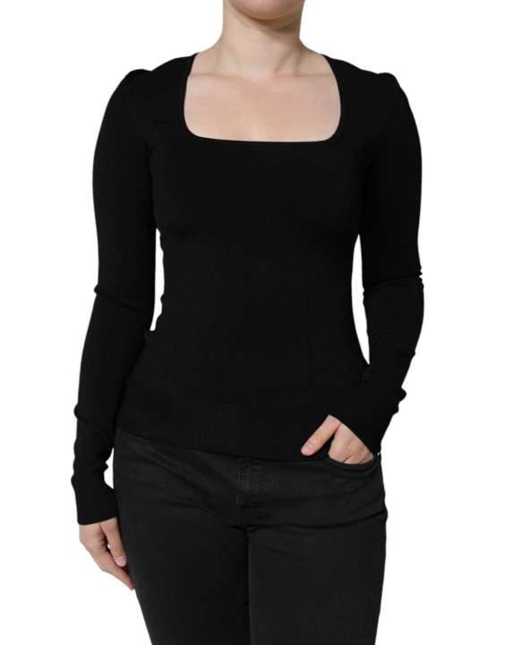 Priser på Dolce & Gabbana Black Long Sleeves Blouse Square Neck Top