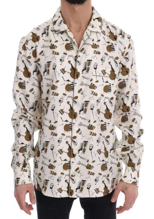 Priser på Dolce & Gabbana Exclusive Silk Casual Herre Shirt - JAZZ Motive