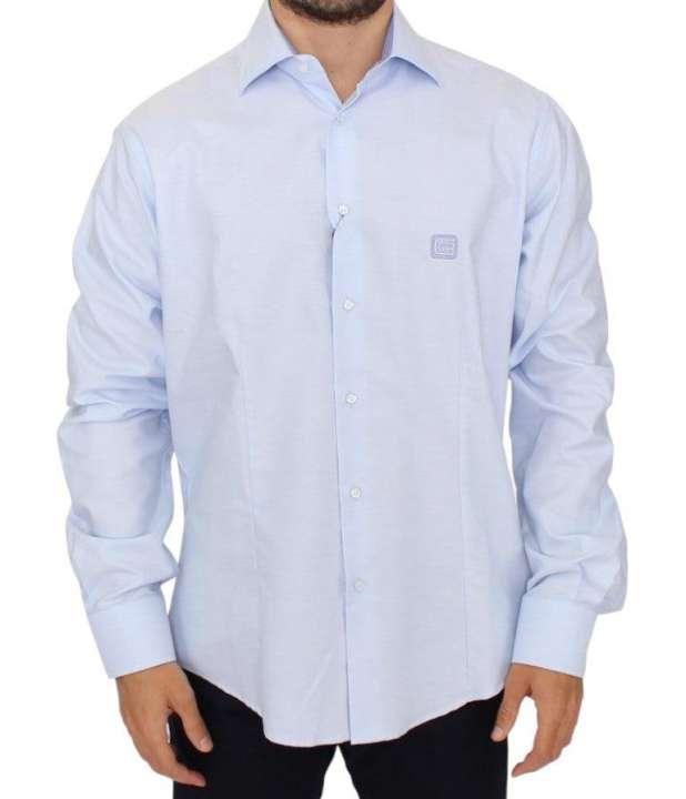 Priser på Cavalli Elegant Light Blue Italian Cotton Shirt