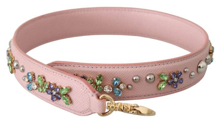 Priser på Dolce & Gabbana Stunning Pink Crystal Studded Leather Strap