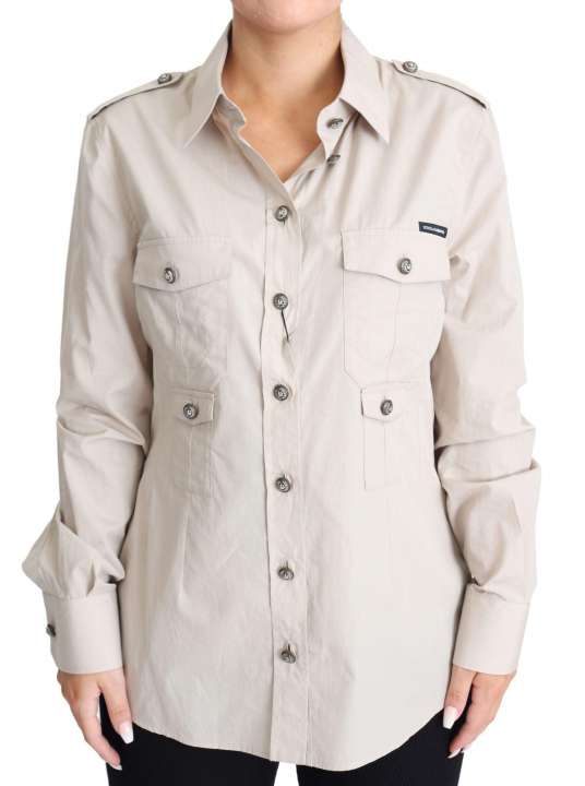 Priser på Dolce & Gabbana Elegant Beige Cotton Safari Shirt