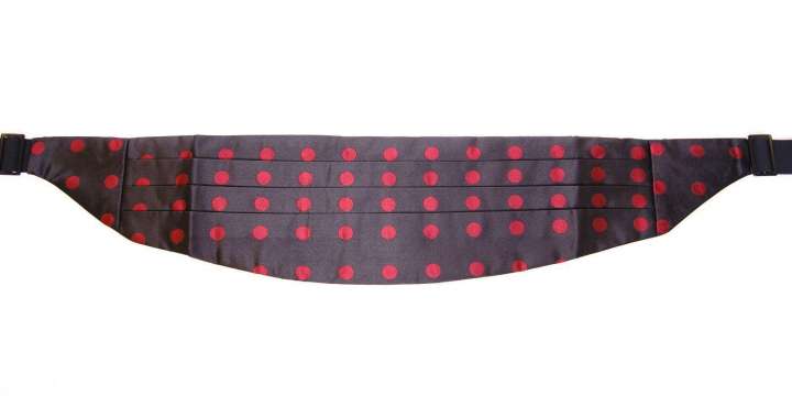 Priser på Dolce & Gabbana Exquisite Black Silk Cummerbund with Red Polka Dots