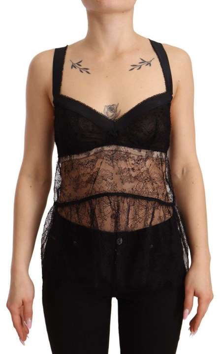 Priser på Dolce & Gabbana Elegant Black Silk Lingerie Chemise