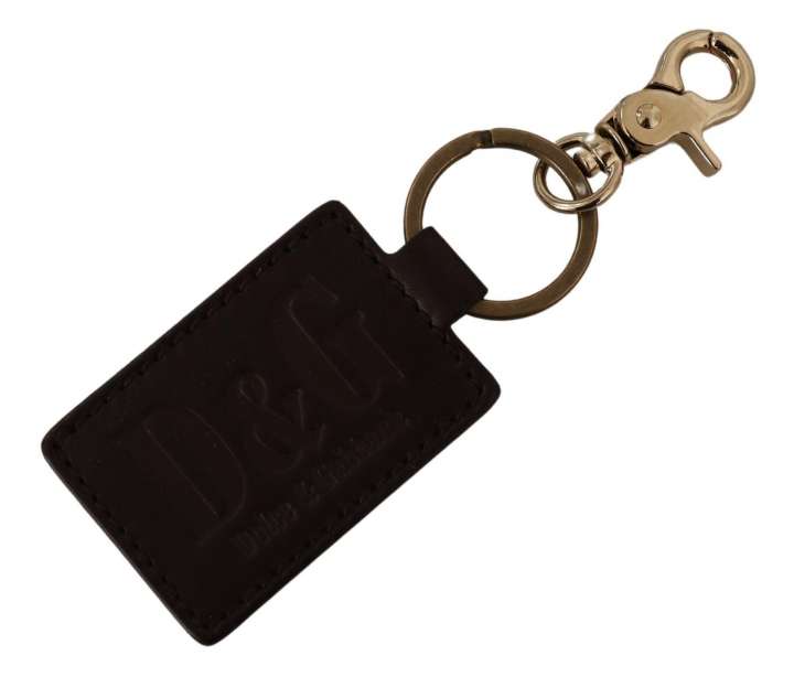 Priser på Dolce & Gabbana Elegant Unisex Leather Keyring with Gold Detail