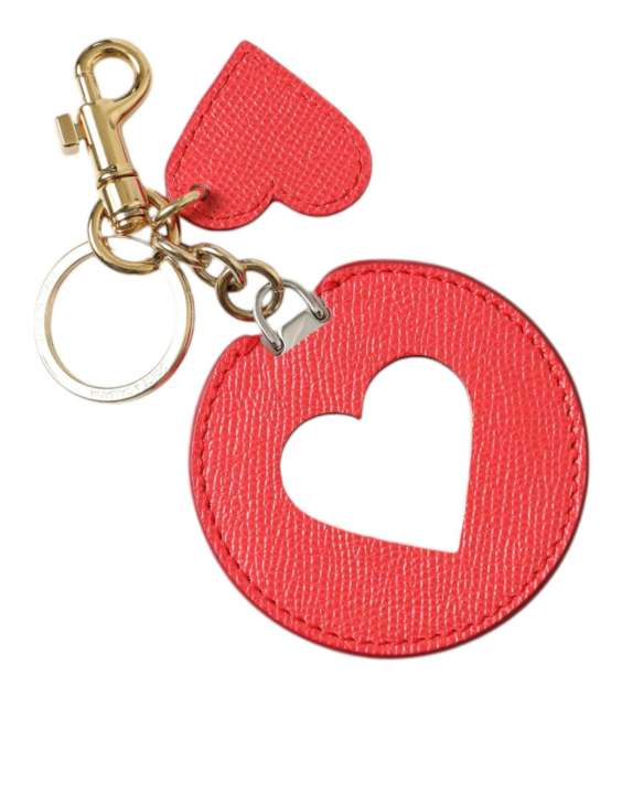 Priser på Dolce & Gabbana Elegant Red Leather Keychain with Gold Accents