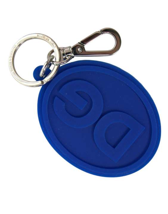 Priser på Dolce & Gabbana Elegant Blue Rubber Keychain with Brass Accents