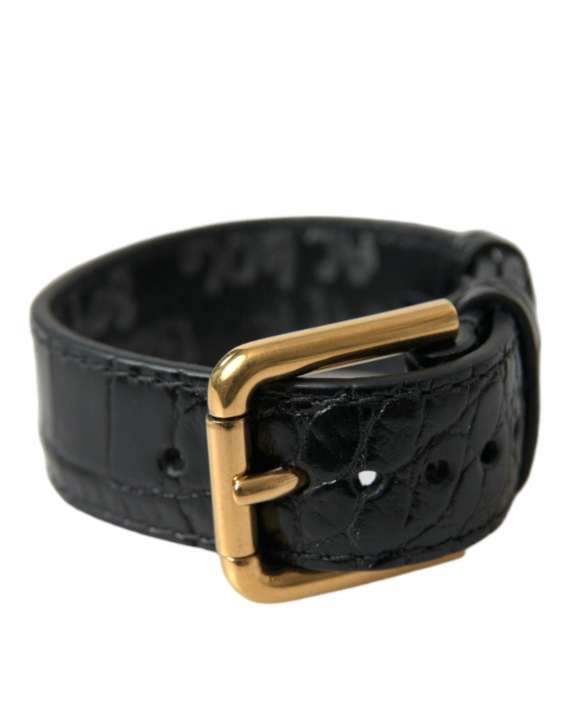 Priser på Dolce & Gabbana Elegant Gold Black Leather Bracelet