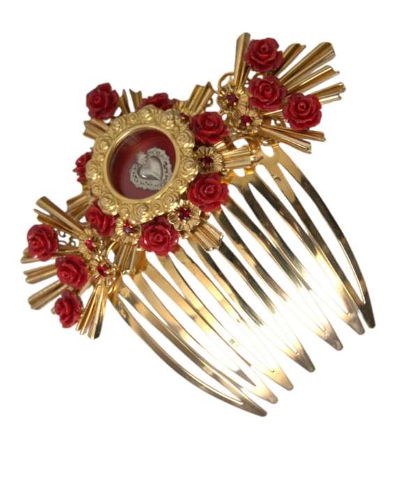 Priser på Dolce & Gabbana Gold Brass Crystal Heart Floral Hair Comb