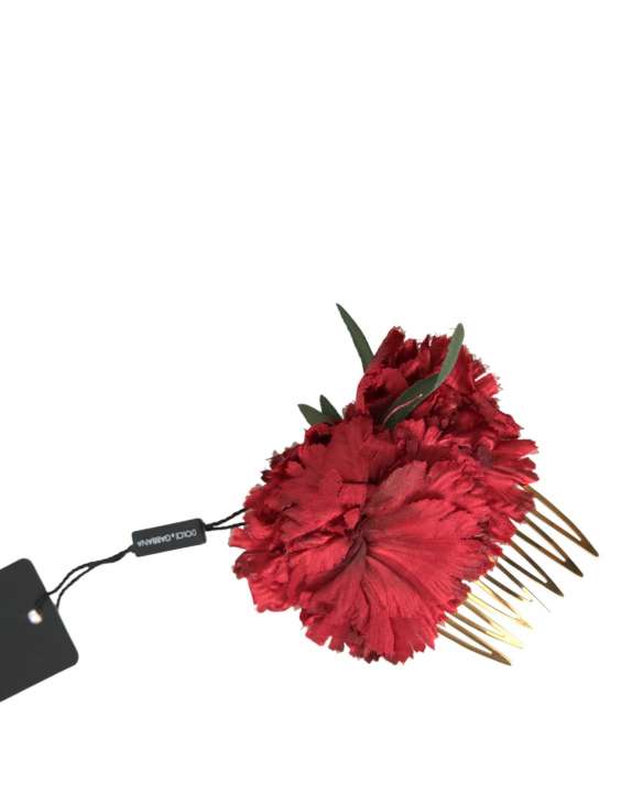 Priser på Dolce & Gabbana Red Silk Floral Gold Brass Dame Hair Comb