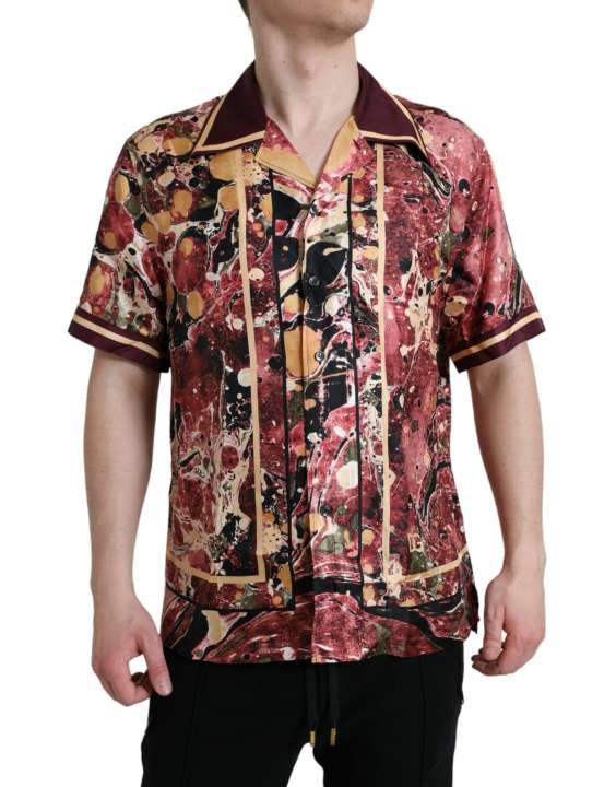 Priser på Dolce & Gabbana Multicolor Button Down Silk Shirt