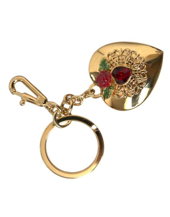 Priser på Dolce & Gabbana Metallic Gold Brass Heart Floral Pendant Keychain Keyring