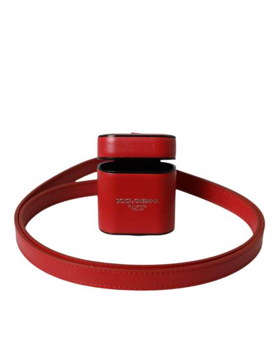 Priser på Dolce & Gabbana Red Calfskin Leather Logo Print Strap Herre Airpods Case