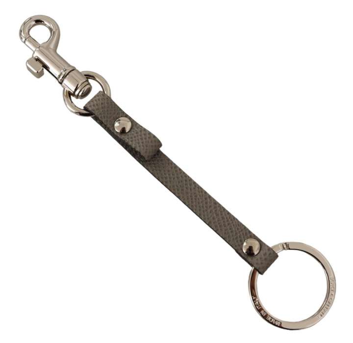 Priser på Dolce & Gabbana Elegant Gray Leather Keyring with Silver Accents