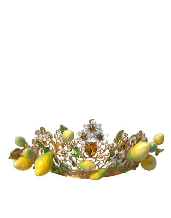 Priser på Dolce & Gabbana Gold Tone Brass Crystal Sicily Lemon Head Crown Tiara