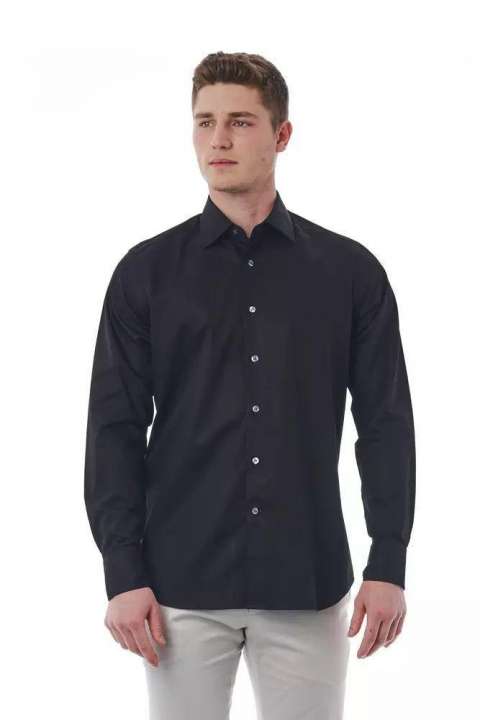 Priser på Bagutta Elegant Black Cotton Italian Shirt