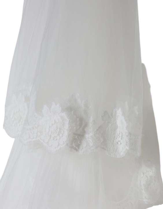 Priser på Dolce & Gabbana White Floral Lace Nylon Floor Length Wedding Veil