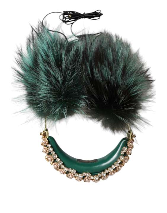 Priser på Dolce & Gabbana Green Gold Crystal Fur Headset Audio AUX Headphones