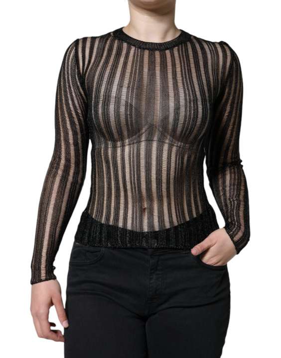 Priser på Dolce & Gabbana Black Stripe See Through Long Sleeves Top